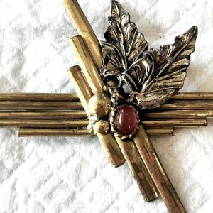 OOAK Sterling Copper large brooch